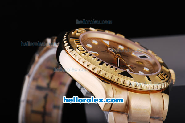 Rolex Yacht-Master Automatic Movement Full Gold with Khaki Dial and Round Marker - Click Image to Close